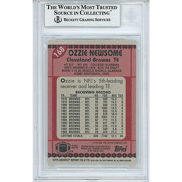 Ozzie Newsome Browns Signed 2001 Topps Archives Football Card Beckett Autograph - Picture 2 of 4